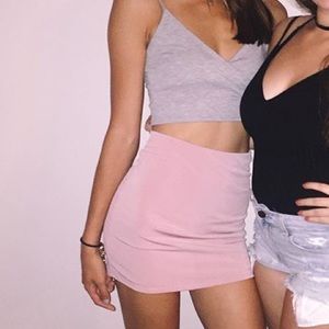 Pink mini skirt